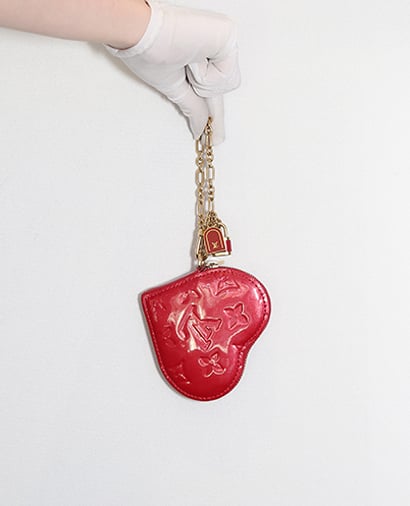 Louis vuitton red heart coin purse sale